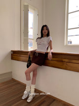 レトロレッドレターショートスリーブTシャツ