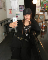 Lace black cotton pants