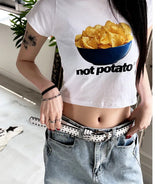 スリムプリンティングクロップTシャツ(2color)