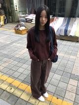カールスウォッシュブラウンデニムパンツ