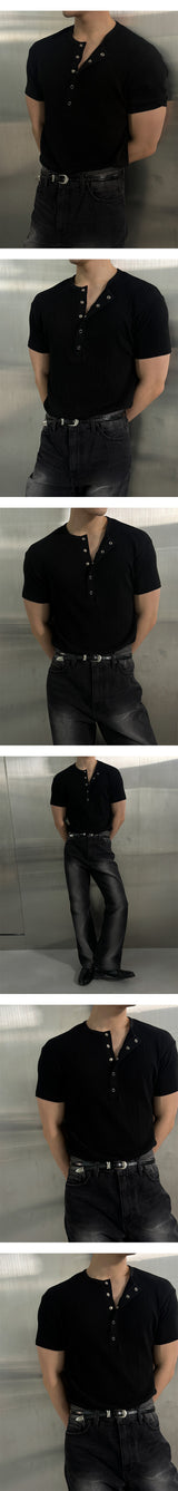 [S/S] High ribbed henry neck half knit(3color)