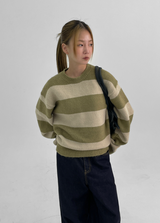 [MADE] フラッフィーストライプラウンドニット