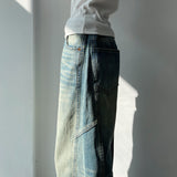 Faded Panel Wide Denim