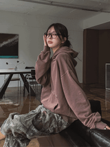 Belina pigment semi-crop hoodie