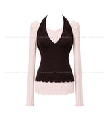 Dani Ruffle Layered Halter Long Sleeve