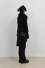 Button Slit Midi Skirt / Black