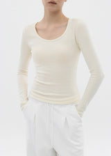 [B-BASIC] ソフトフリースUネック長袖Tシャツ (2SIZE)