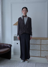 Lotus Drape Scarf Top (Brown)