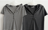 Ruzyn spandex stripe snap short sleeve hoodie