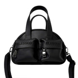 HALF MOON SHOULDER HAND BAG_SMALL-Hybrid leather blackblcak