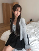 Lano Lace Ribbon Sleeveless Cardigan Set
