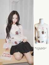 Blur Cartoon Mash Round Long Sleeve T-shirt