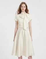 [PRE- FALL] [ATELIER] Adeline Satin Flare Midi Skirt Ivory