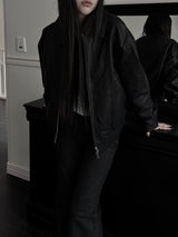 scratch leather collar jacket (unisex)