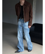[Unisex]  フェードカットロングフレアデニムパンツ