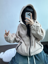 オーバーフィットフリースジップアップ💛🤎🖤 - 3カラー