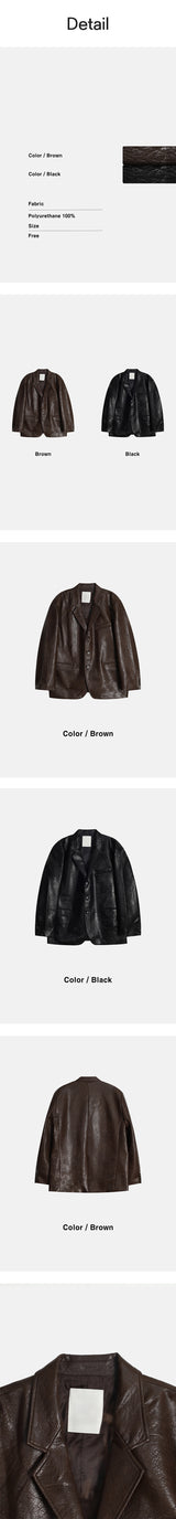 [F/W] クラックオーバーフィットレザーブレザー(2color)
