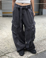 Belted dying cargo pants