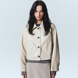 CUTING LINE LEATHER JACKET_CREAM