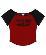 オフショルダーラグランTシャツ