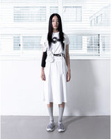 DOUBLE POCKET STRING CROSS BAG WHITE