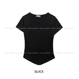 [U-BASIC] Roundy Slim Button Short Sleeve Cardigan