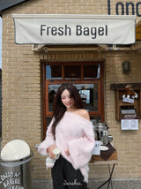 Angora wide shoulder loose fit knitwear