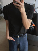 Shoulder Pad Short Sleeve T Shirt (2color)