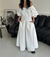 off-shoulder pocket maxi long dress