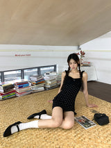 Black Cutie Hip Dot Mini Dress