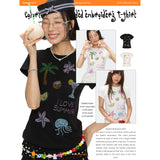BETWEENAND Women's New Short-Sleeve T-Shirt with Colorful Island Pearl Embroidery and Two-Tone Design
