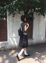 26SS★ [MADE] Momin Stripe Color Matching Button Layered Slim Short Sleeve T-Shirt