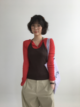 トライアングルホルターネックスリーブレストップ (5color)