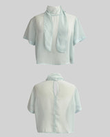 Leka see through tie blouse