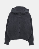 Kuan Hood High-Neck Buttoned Knit Cardigan