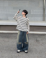 Limit destroyed wide denim pants