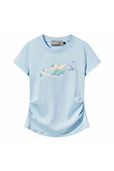 フローラルパッチプリーツスリムTシャツ