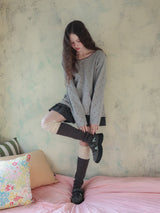 レースレイヤーオーバーニーソックス / gray