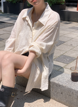 #Natural Stripe Summer Loose Shirt (4color)