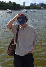 [SEMADE] Short Slub Henley Neck Over Sleeve 슬럽 헨리넥 티셔츠 (반팔)