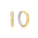 ツートーンフープ925シルバー+ 14KGOLDリングイヤリングE048-01T