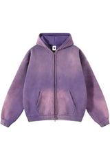 ビンテージスプレーダイドジップアップフーディー Purple