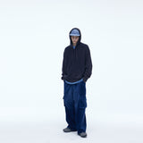 Sserpe Destroyed Cotton Knit Hoodie Zip Up Deep Purple