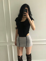 ピンタックミニサテンスカート