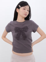 ドットフリルリボンTシャツ (COCOA)