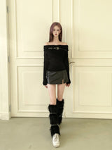 Western belt off slim knit (3color)