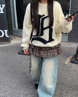 チェックレイヤードスカート