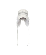 FAUX FUR HOTFIX LOGO EARFLAP CAP_GREY