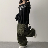 Alling lettering shoulder long sleeve tee
