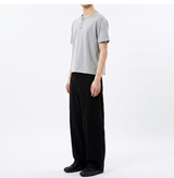 スラブヘンリーネッククロップTシャツ メランジ